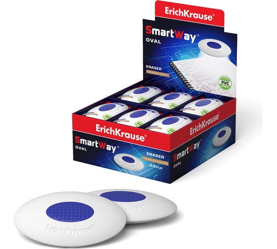 Ластик ErichKrause SmartWay Oval с пластиковым держателем 45532