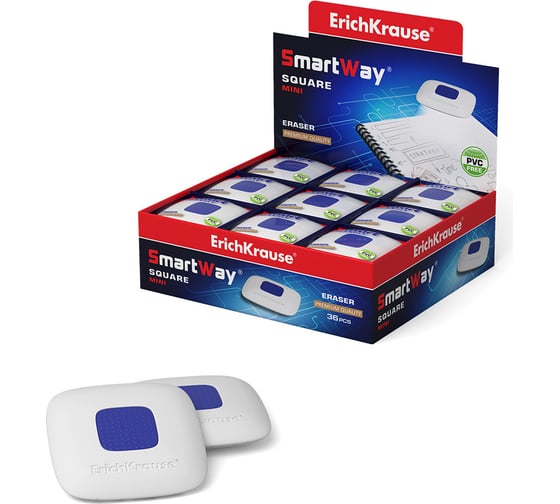 Ластик ErichKrause SmartWay Mini Square с пластиковым держателем 45554 1