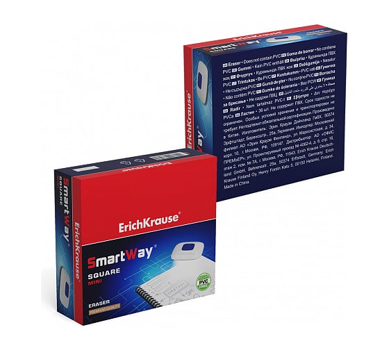 Ластик ErichKrause SmartWay Mini Square с пластиковым держателем 45554