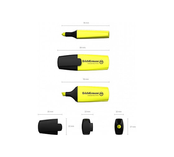 Текстмаркер ErichKrause Visioline Mini, желтый 42753