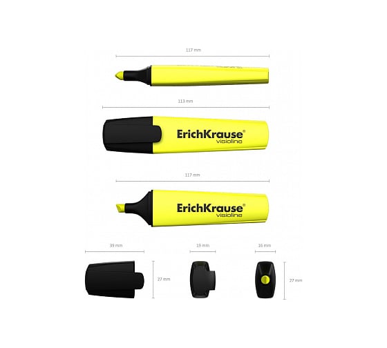 Текстмаркер ErichKrause Visioline V-12, желтый 32496