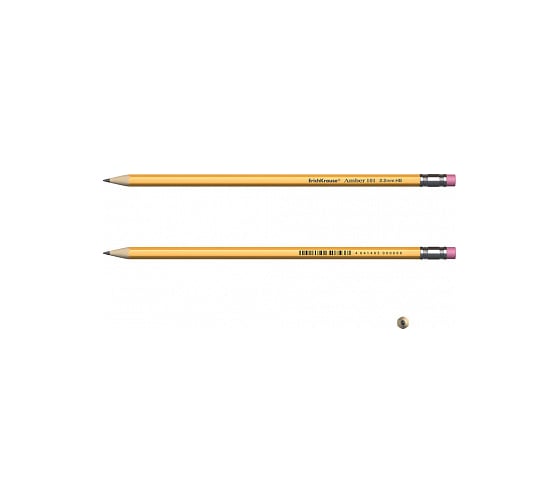 Шестигранный чернографитный карандаш ErichKrause Amber с ластиком 101 HB 45603