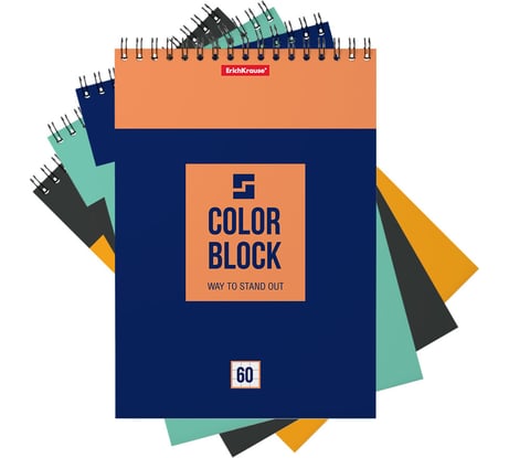 Блокнот ErichKrause Color Block на спирали, А5, 60 листов, клетка 49684