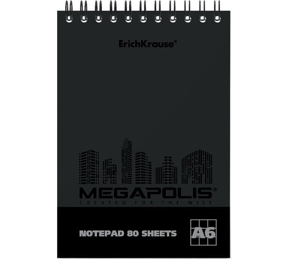 Блокнот ErichKrause MEGAPOLIS на спирали, А6, 80 листов, клетка, твин-лак 49811