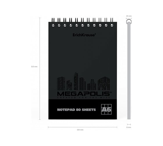 Блокнот ErichKrause MEGAPOLIS на спирали, А6, 80 листов, клетка, твин-лак 49811