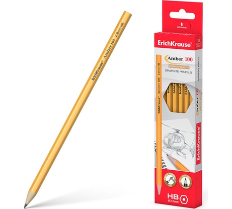 Шестигранный чернографитный карандаш ErichKrause Amber 100 HB 45598