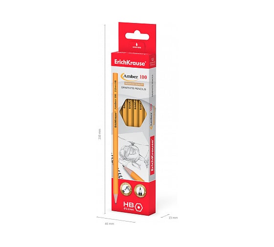 Шестигранный чернографитный карандаш ErichKrause Amber 100 HB 45598