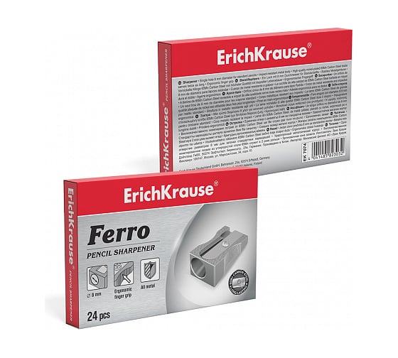 Металлическая точилка ErichKrause Ferro, цвет корпуса серебряный 7074