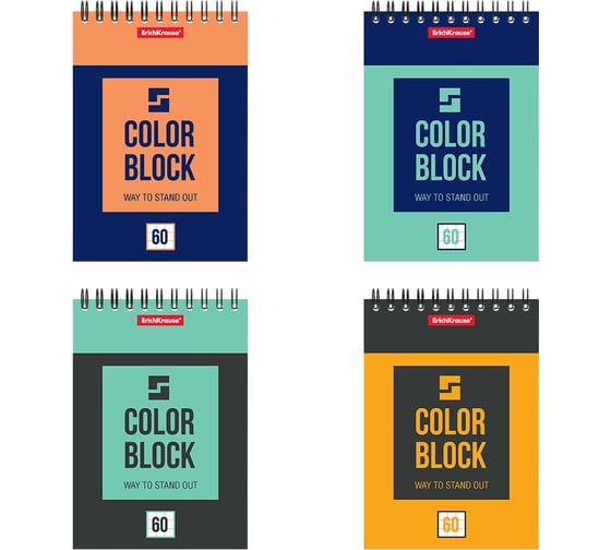 Блокнот ErichKrause Color Block на спирали, А6, 60 листов, клетка 49683