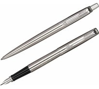 Набор ОФИСМАГ Parker Jotter Stainless Steel Gt: шариковая ручка синяя и перьевая ручка синяя 144361