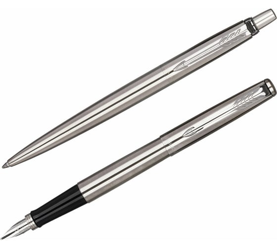 Набор ОФИСМАГ Parker Jotter Stainless Steel Gt: шариковая ручка синяя и перьевая ручка синяя 144361 1