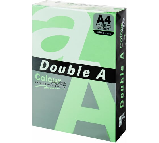 Бумага цветная ОФИСМАГ DOUBLE A, А4, 80г/м2, 500 л, пастель, зеленая, ш/к 29047 115119 1
