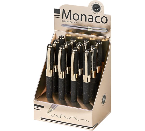 Ручка шариковая ОФИСМАГ BRUNO VISCONTI MONACO SPACE, СИНЯЯ, КОМПЛЕКТ 12 шт., черный корпус с глиттером, 0,4мм, 20-0125/52 144562 1