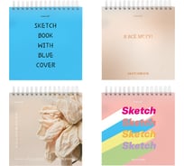 Скетчбук BRAUBERG белая бумага 120г/м2 190х190мм, комплект 4 шт., 80л, гребень, подложка, ART, Ассорти Mood 116905