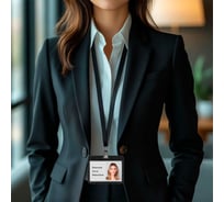 Бейдж горизонтальный BRAUBERG (54х85 мм), ДВУСТОРОННИЙ,черный, КОМПЛЕКТ 10 шт., ЗАЩИТА ОТ ВЛАГИ И ПЫЛИ,  EXTRA 238812