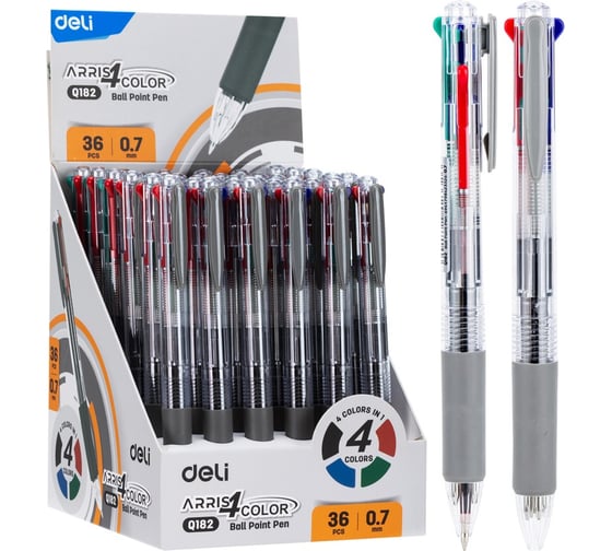 Набор шариковых ручек DELI пулевидный наконечник: 0.7 мм, цвет ассорти (36 шт. в наборе) EQ182 1