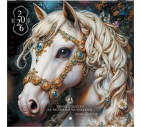 Календарь настенный перекидной BRAUBERG 2026г, 12 листов, 21,4х21,4см, МИНИ, Волшебная лошадь 116940
