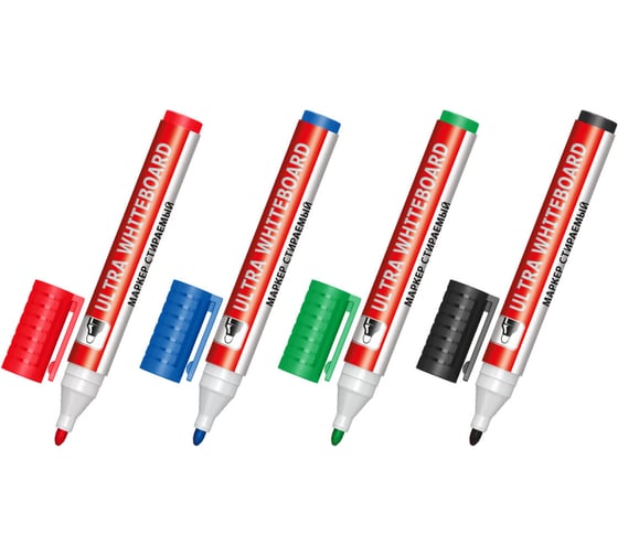 Маркеры стираемые для белой доски BRAUBERG НАБОР 4 ЦВЕТА, ULTRA WHITEBOARD MARKER, 3 мм, 152635 1