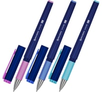 Ручка шариковая с грипом BRAUBERG VIVID PASTEL, синяя, 24 шт., узел 0,7мм, линия 0,35 мм, 144399