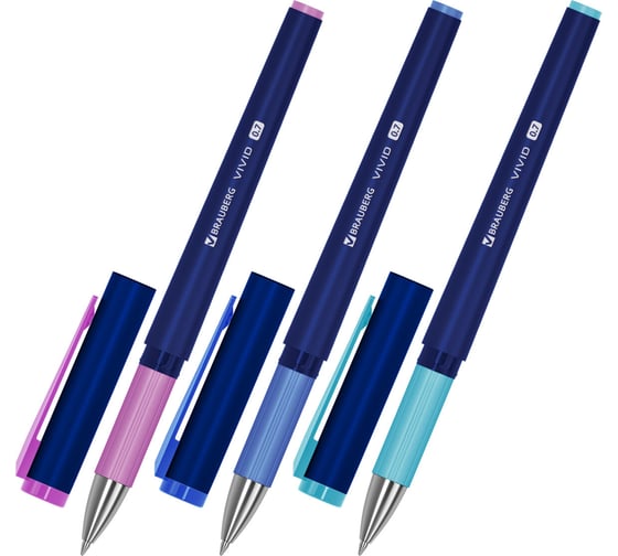 Ручка шариковая с грипом BRAUBERG VIVID PASTEL, синяя, 24 шт., узел 0,7мм, линия 0,35 мм, 144399 1