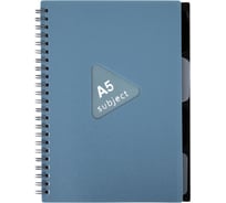 Тетрадь обложка пластик BRAUBERG, А5, 80 листов, гребень, 4 разделителя, клетка, синий, 405368