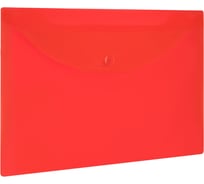 Папка-конверт с кнопкой BRAUBERG, малого формата, А5, UNIVERSAL, прозрачная красная, 10 шт., 0,15 мм, 273068