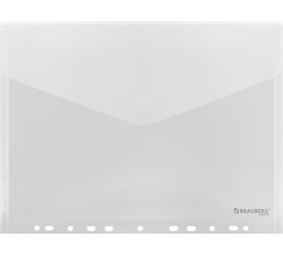 Папка-конверт с перфорацией BRAUBERG А4 UNIVERSAL,10 шт., прозрачная, 0,15 мм, 273078 1