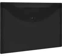 Папка-конверт с кнопкой BRAUBERG, малого формата, А5, UNIVERSAL, прозрачная черная, 10 шт., 0.15 мм, 273067