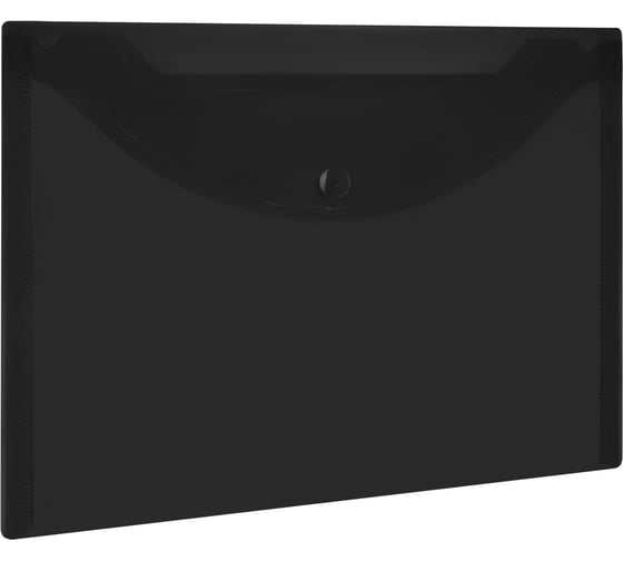 Папка-конверт с кнопкой BRAUBERG, малого формата, А5, UNIVERSAL, прозрачная черная, 10 шт., 0.15 мм, 273067 1