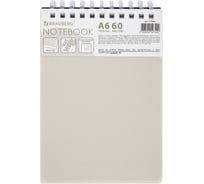 Бизнес-блокнот BRAUBERG малый формат, А6, 60л, силиконовый гребень, обложка пластик, клетка, бежевый, 117563