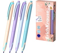 Ручка-роллер автоматическая ОФИСМАГ ERICH KRAUSE TipFlow Pastel Bloom, синяя, 12 шт., корпус ассорти, 0.4мм, 63705 144581