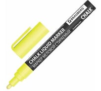 Маркер меловой BRAUBERG CHALK LIQUID MARKER, ЖЕЛТЫЙ, 3 мм, стираемый, комплект 10 шт., CHALK 152590