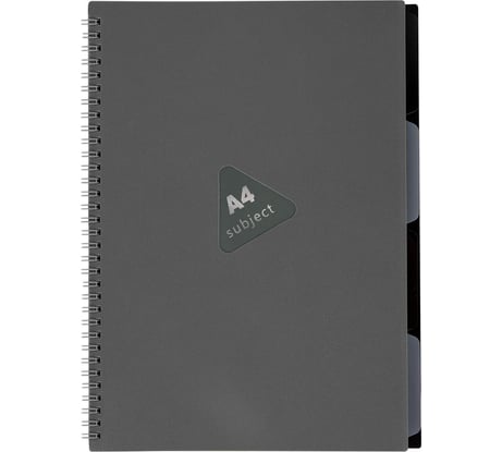 Тетрадь-обложка BRAUBERG пластик А4 80л. гребень, 4 разделителя, клетка,, серый 405365