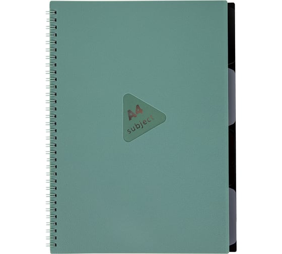 Тетрадь-обложка BRAUBERG пластик А4 80л. гребень, 4 разделителя, клетка,, зеленый 405363 1