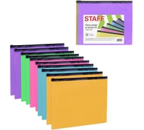 Папка-конверт на молнии Staff малого формата, 250х180мм, А5, 10 шт., цвет ассорти/прозрачная, 0.15мм 274077