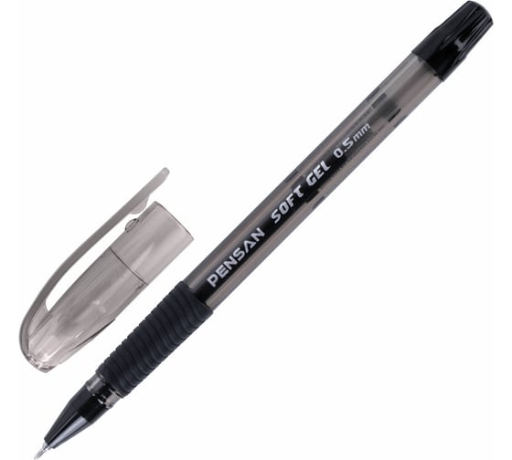 Ручка гелевая с грипом Pensan Soft Gel Fine, черная, 12 шт., игольчатый узел 0,5 мм, линия 0,4 мм, 2420/12 143392 1