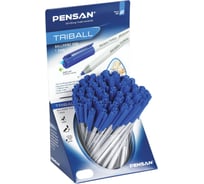 Ручка шариковая масляная Pensan Triball, СИНЯЯ, КОМПЛЕКТ 60 шт., ДИСПЛЕЙ, трехгранная, 1мм, линия 0,5мм, 1003/S60 Pensan 143431