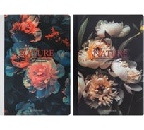 Бизнес-тетрадь BRAUBERG А4, 96листов, на сшивке с корешком, 2 шт., клетка, обложка картон, Flowers, 405286