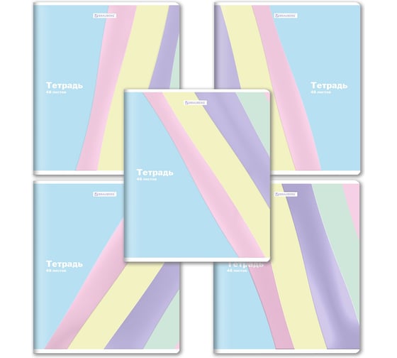 Тетрадь BRAUBERG А5 48л. скоба, 10 шт., клетка, выборочный лак, кросс-серия PASTEL, 405189 1