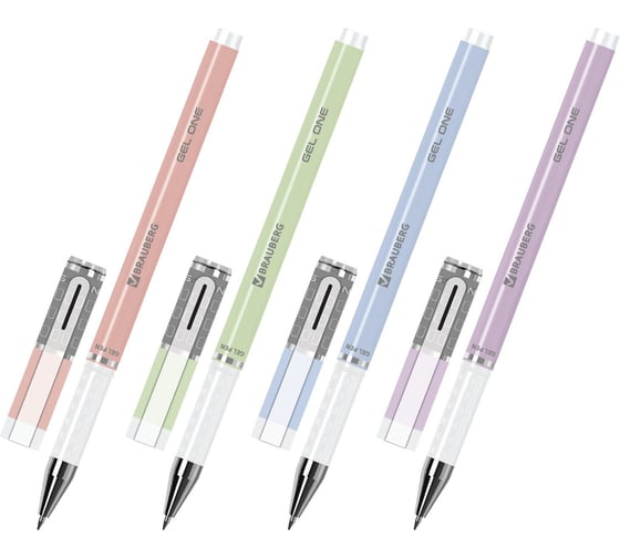 Ручка гелевая BRAUBERG GEL ONE PASTEL, черная, корпус ассорти, узел 0,5мм, линия 0,35мм, 144039 1
