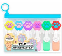 Набор текстовыделителей с топперами 6 ЦВЕТОВ ПАСТЕЛЬ FUNSTER, ЛАПКИ, линия 1-4мм, 152650