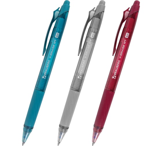 Ручки гелевые стираемые автоматические BRAUBERG X-ERASE RT MORANDI COLOR, синие, 3шт, 0.7мм, 144427