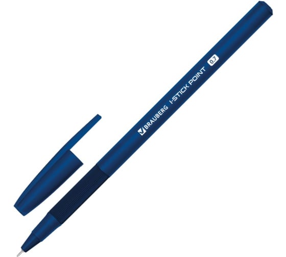 Ручка шариковая с грипом BRAUBERG i-STICK POINT DEEP BLUE, синяя, 50 шт, узел 0.7мм, линия 0,35мм 144385 1