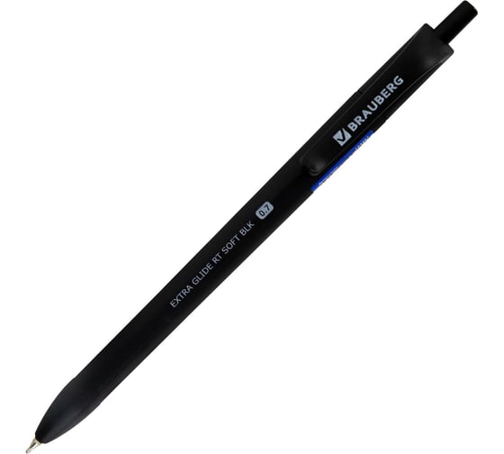 Ручка шариковая масляная автоматическая BRAUBERG Extra Glide RT SOFT BLK, синяя, 12 шт., 0.5мм, 144261