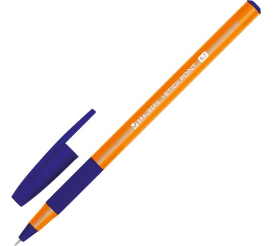Ручка шариковая с грипом BRAUBERG i-STICK POINT ORANGE, синяя, 50 шт., узел 0,7мм, линия 0,35мм 144386 1