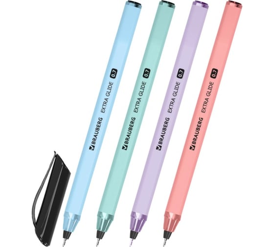 Ручка шариковая масляная BRAUBERG Extra Glide Softy EL, синяя, 12 шт., корпус ассорти, линия 0,5мм, 144262 1