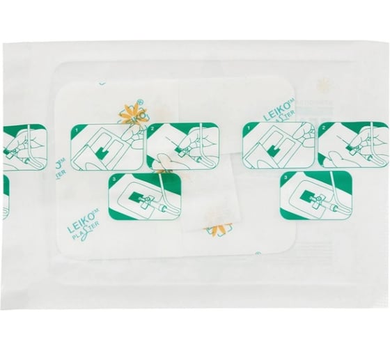 Повязка для фиксации катетеров LEIKO 100 шт., 6х8 см, нетканая основа, 2 подушечки ш/к 43203 631673 1