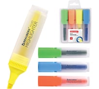Набор текстовыделителей BRAUBERG FLUO 4 шт, ассорти, линия 1-5 мм 150403