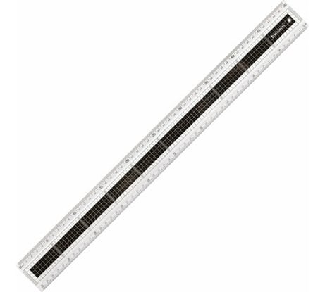 Линейка BRAUBERG EXTRA пластик 50 см, прочная, прозрачная, черно-белая печать, европодвес 210745