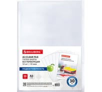 Папки-файлы BRAUBERG без перфорации, большого формата А3, 50 шт., гладкие, 30 мкм 273012